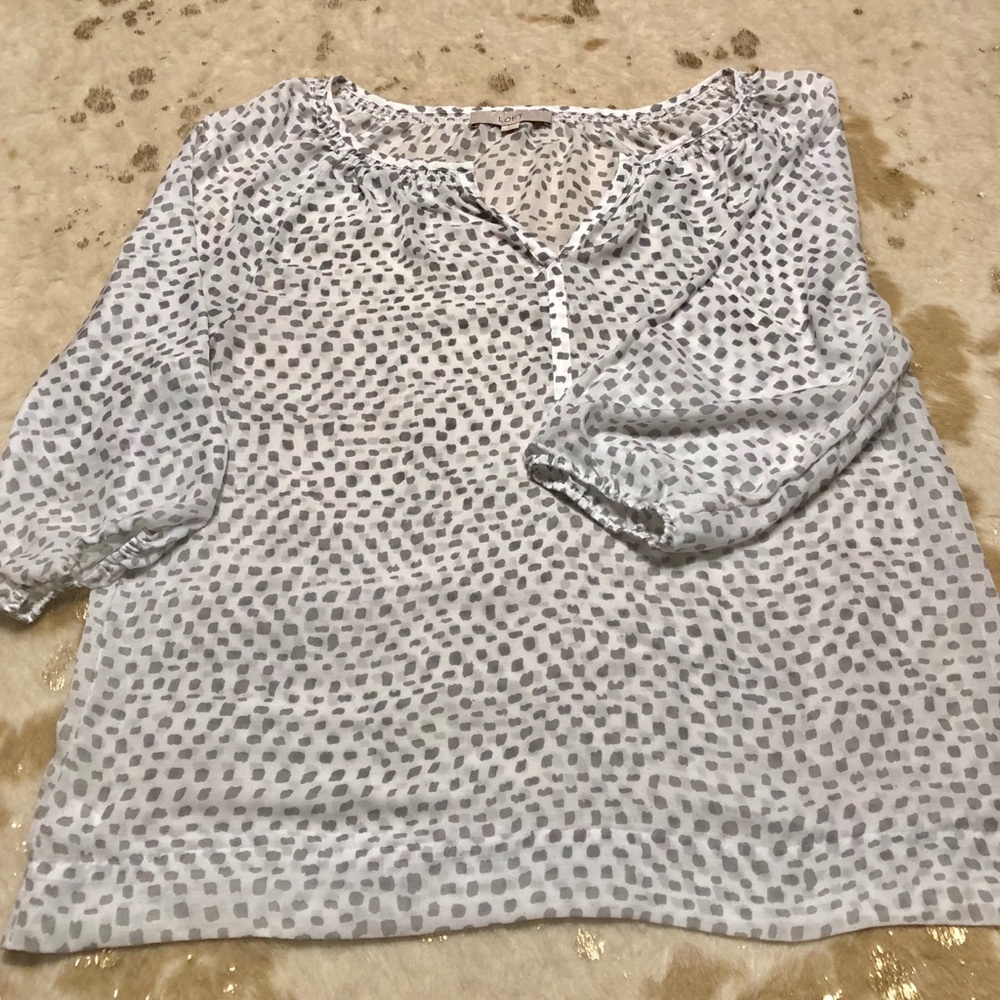 Loft | Sheer Partial Buttoned Blouse